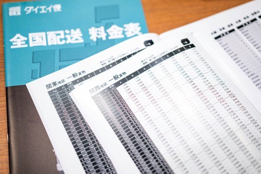 全国配送料金表の冊子